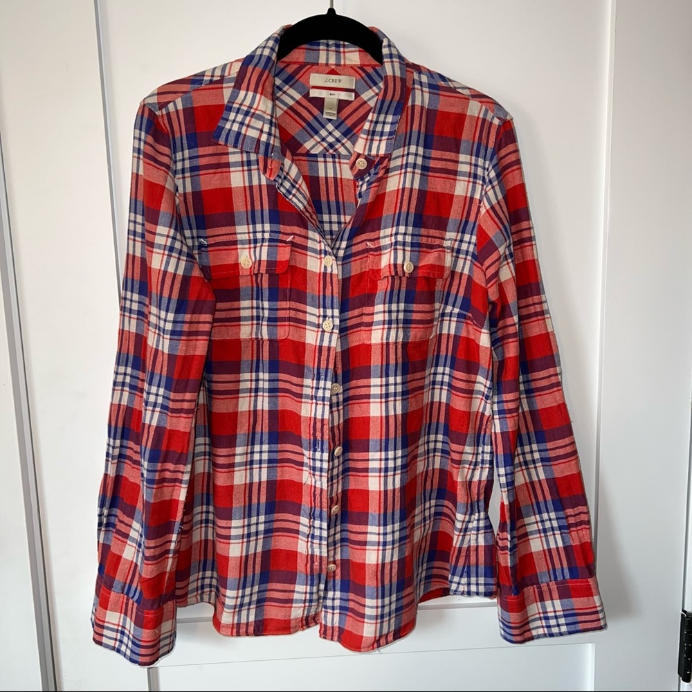 J. Crew Boyfriend Style Shirt | Red Plaid | Women’s Button Down